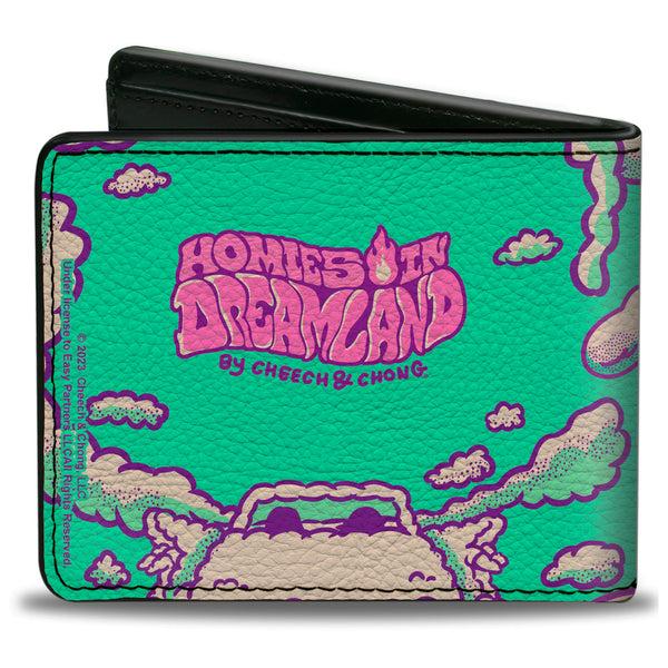 Buckle Down Bi-Fold Wallet - HOMIES IN DREAMLAND Cheech And Chong Pose With Homies Characters Smoke Clouds Blue