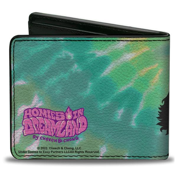 Buckle Down Bi-Fold Wallet - Homies In Dreamland Cheech And Chong Smoking Pose Tie Dye Blues