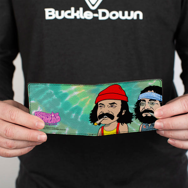 Buckle Down Bi-Fold Wallet - Homies In Dreamland Cheech And Chong Smoking Pose Tie Dye Blues