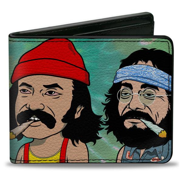 buckle down Bi-Fold Wallet - Homies in Dreamland Cheech and Chong Smoking Pose Tie Dye Blues
