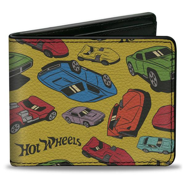 buckle down Bi-Fold Wallet - HOT WHEELS Cars Scattered Yellow/Multi Color