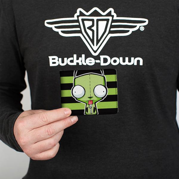 Buckle Down Bi-Fold Wallet - Invader Zim GIR Pose Stripe Green/Black