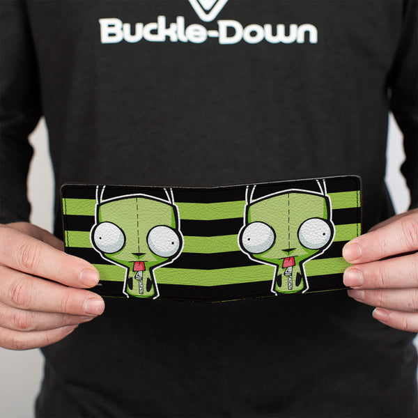 Buckle Down Bi-Fold Wallet - Invader Zim GIR Pose Stripe Green/Black