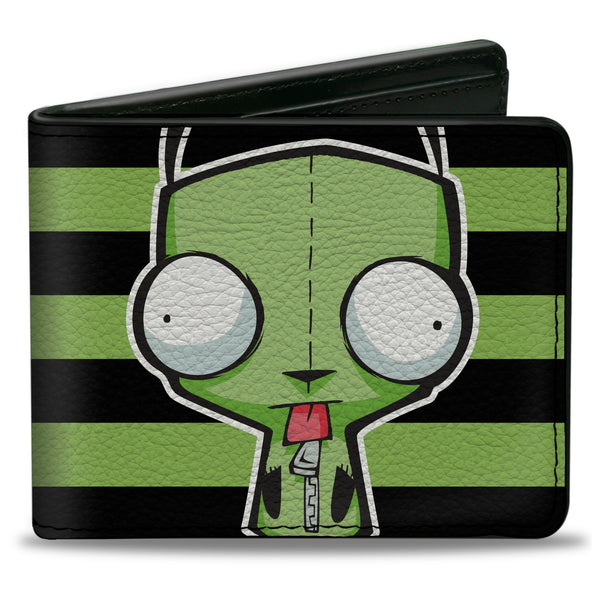 buckle down Bi-Fold Wallet - Invader Zim GIR Pose Stripe Green/Black