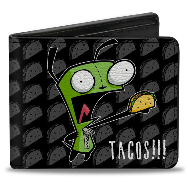buckle down Bi-Fold Wallet - Invader Zim GIR TACOS Pose Taco Monogram Black/Gray