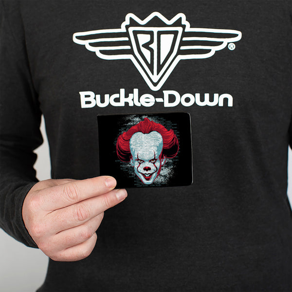 Buckle Down Bi-Fold Wallet - IT CHAPTER TWO Pennywise Face + Logo Black Red Blues