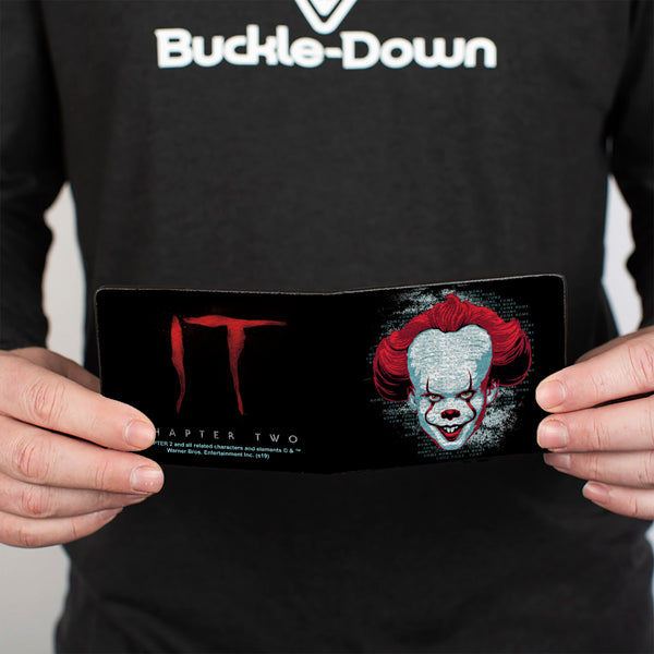 Buckle Down Bi-Fold Wallet - IT CHAPTER TWO Pennywise Face + Logo Black Red Blues