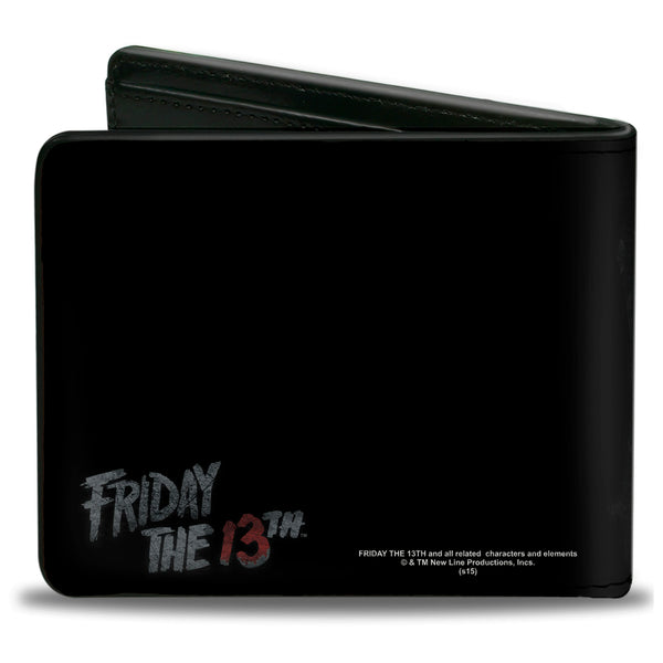 Buckle Down Bi-Fold Wallet - Jason Mask3 CLOSE-UP + FRIDAY THE 13th Black Grays Red