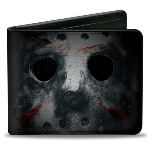 buckle down Bi-Fold Wallet - Jason Mask3 CLOSE-UP + FRIDAY THE 13th Black Grays Red