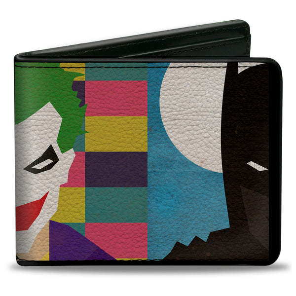 buckle down Bi-Fold Wallet - Joker Batman Face Juxtaposition Multi Color Blue White