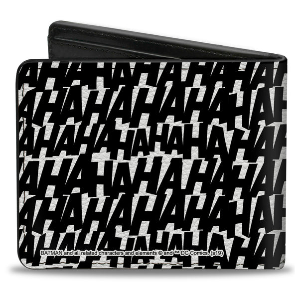 Buckle Down Bi-Fold Wallet - Joker HA HA HA Text White Black