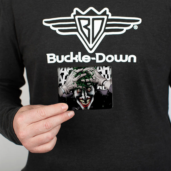 Buckle Down Bi-Fold Wallet - Joker The Killing Joke Holding Head Pose HAHAHA White Black