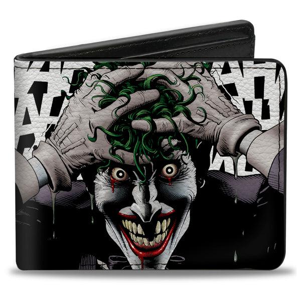 buckle down Bi-Fold Wallet - Joker The Killing Joke Holding Head Pose HAHAHA White Black