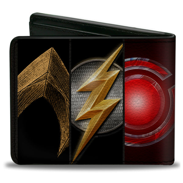 Buckle Down Bi-Fold Wallet - Justice League 2017 6-Superhero Icon Blocks