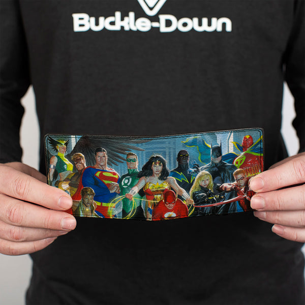 Buckle Down Bi-Fold Wallet - Justice League Of America Issue #12 12-Superhero Cover Pose Blues