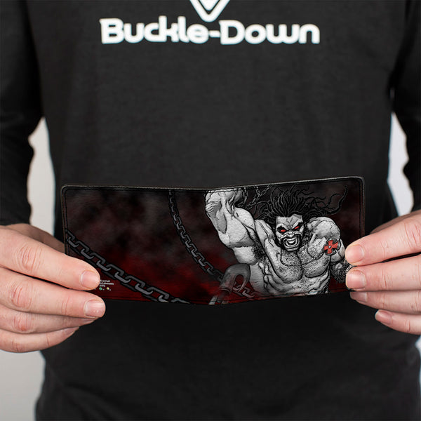 Buckle Down Bi-Fold Wallet - Lobo Action Pose Justice League Forever Evil Issue 23 2 Cover Pose Grays Reds