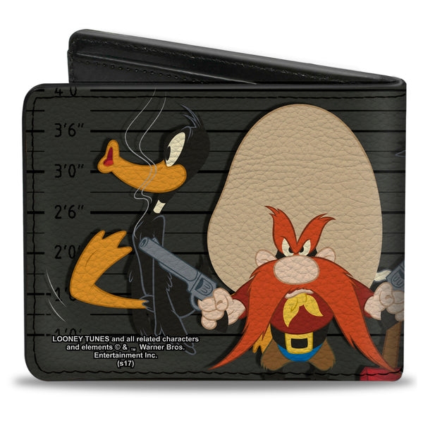 Buckle Down Bi-Fold Wallet - Looney Tunes 6-Character Group Lineup Gray Black