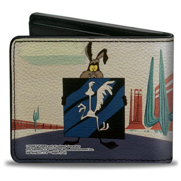 Buckle Down Bi-Fold Wallet - LOONEY TUNES Wile E. Coyote And Road Runner Scene Blocks