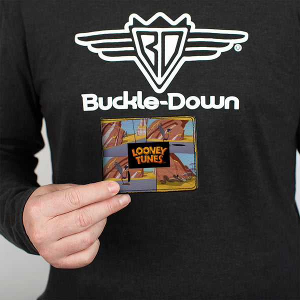 Buckle Down Bi-Fold Wallet - LOONEY TUNES Wile E. Coyote And Road Runner Scene Blocks