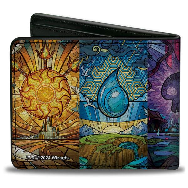 Buckle Down Bi-Fold Wallet - Magic The Gathering Stained Glass Mana Symbol Blocks Multi Color