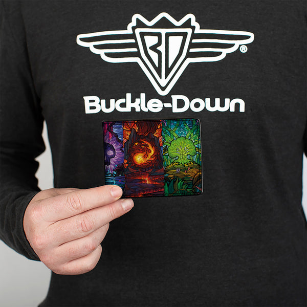 Buckle Down Bi-Fold Wallet - Magic The Gathering Stained Glass Mana Symbol Blocks Multi Color