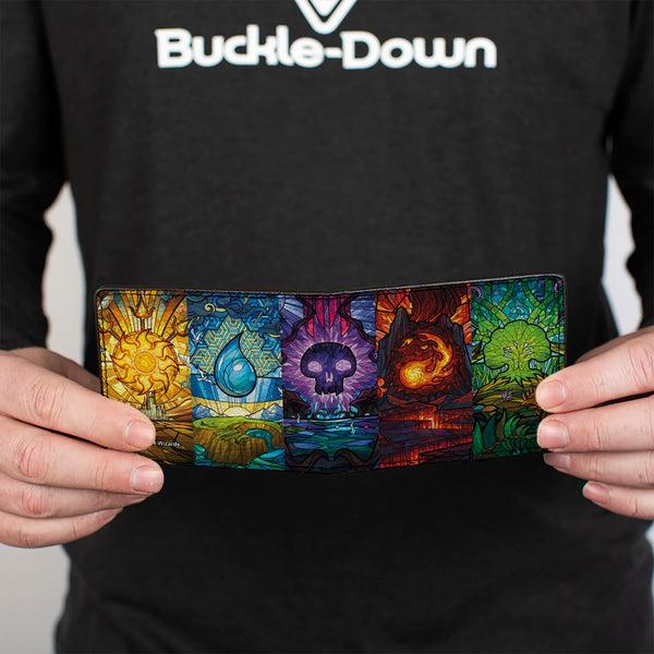 Buckle Down Bi-Fold Wallet - Magic The Gathering Stained Glass Mana Symbol Blocks Multi Color