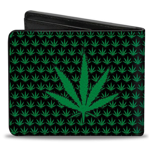 Buckle Down Bi-Fold Wallet - Marijuana Garden Black Green