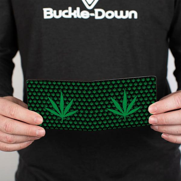 Buckle Down Bi-Fold Wallet - Marijuana Garden Black Green