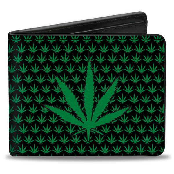 buckle down Bi-Fold Wallet - Marijuana Garden Black Green