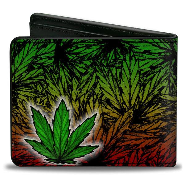 Buckle Down Bi-Fold Wallet - Marijuana Haze Rasta White