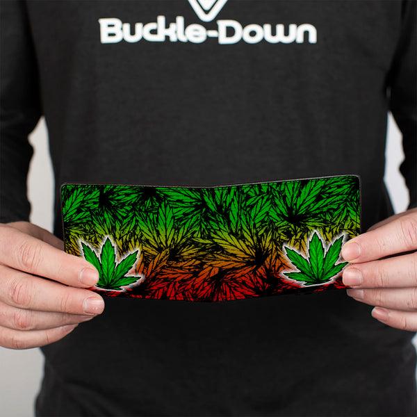 Buckle Down Bi-Fold Wallet - Marijuana Haze Rasta White
