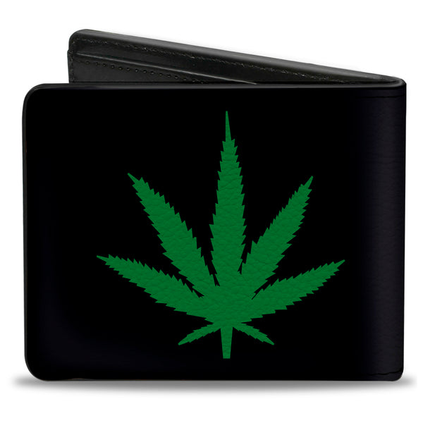 Buckle Down Bi-Fold Wallet - Marijuana Leaf Repeat Black Green