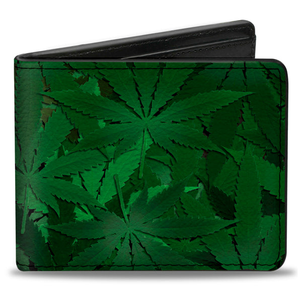 buckle down Bi-Fold Wallet - Marijuana Leaves Stacked