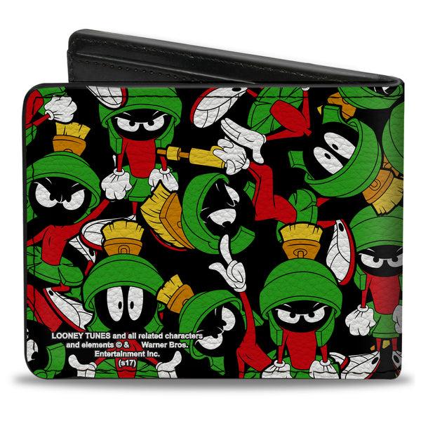 Buckle Down Bi-Fold Wallet - Marvin The Martian Poses Scattered Black