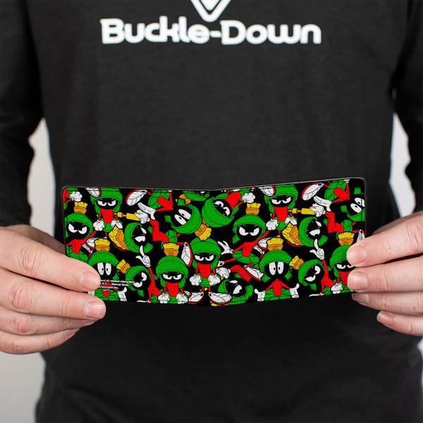 Buckle Down Bi-Fold Wallet - Marvin The Martian Poses Scattered Black