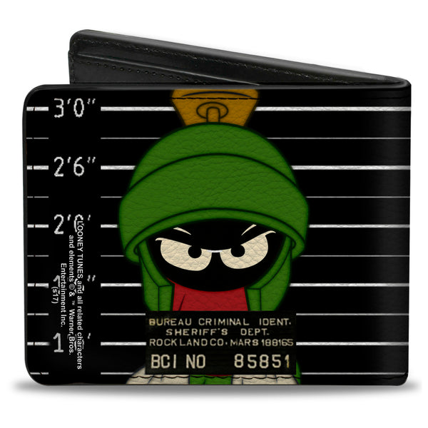 Buckle Down Bi-Fold Wallet - Marvin The Martian ROCKLAND CO Mug Shot Black White