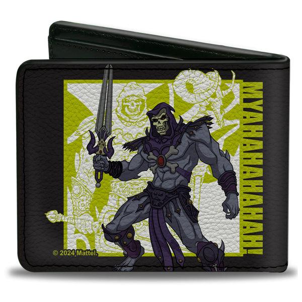 Buckle Down Bi-Fold Wallet - Masters Of The Universe He-Man And Skeletor Pose And Quotes Black