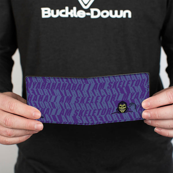 Buckle Down Bi-Fold Wallet - Masters Of The Universe I AM SKELETOR Pose And Text Blues