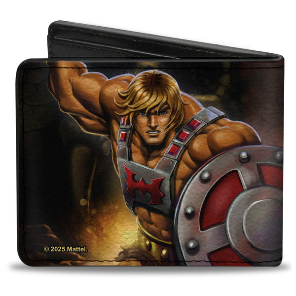 Buckle Down Bi-Fold Wallet - MASTERS OF THE UNIVERSE REVELATION He-Man Shield Pose And Title Logo