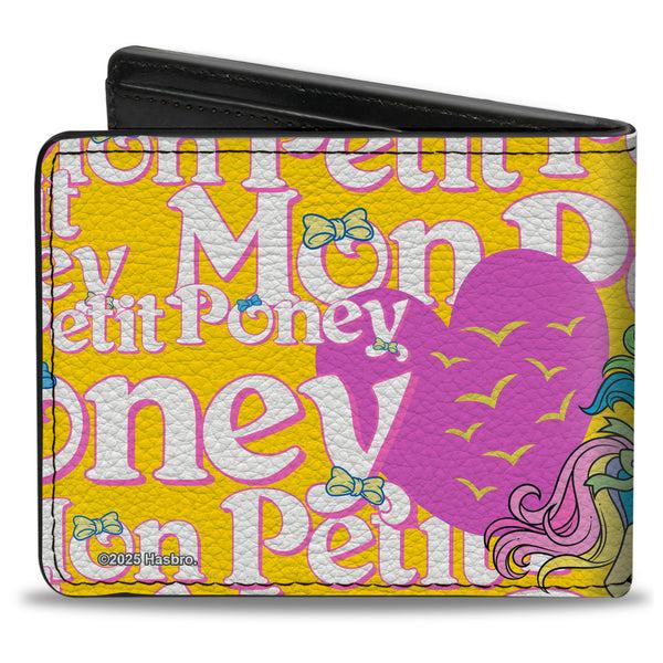 Buckle Down Bi-Fold Wallet - MON PETIT PONEY Two Ponies And Cutie Marks Collage Yellow/Pink