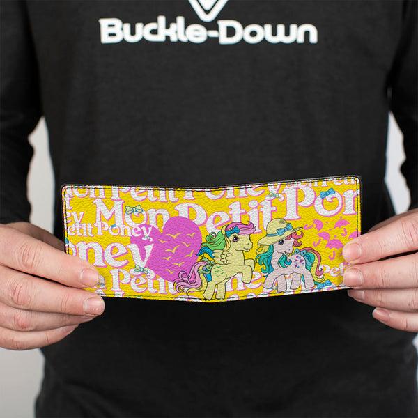 Buckle Down Bi-Fold Wallet - MON PETIT PONEY Two Ponies And Cutie Marks Collage Yellow/Pink