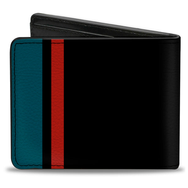Buckle Down Bi-Fold Wallet - MOPAR 1954-1958 Logo + Side Stripe Black Blue Red