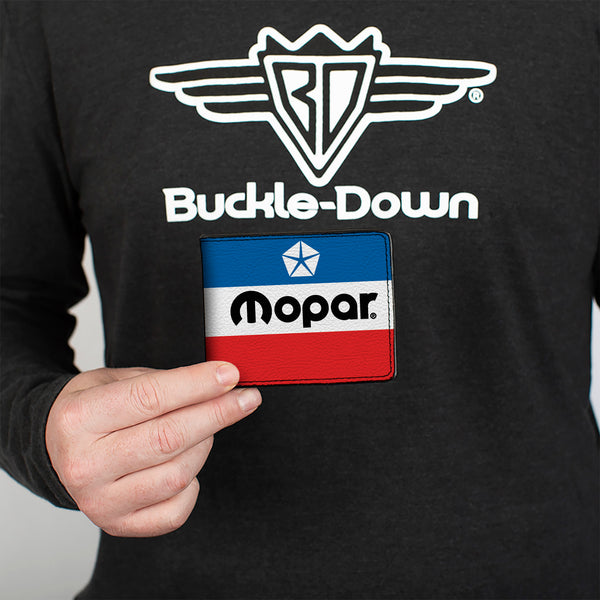Buckle Down Bi-Fold Wallet - MOPAR Chrysler Logo White Blue Red Black