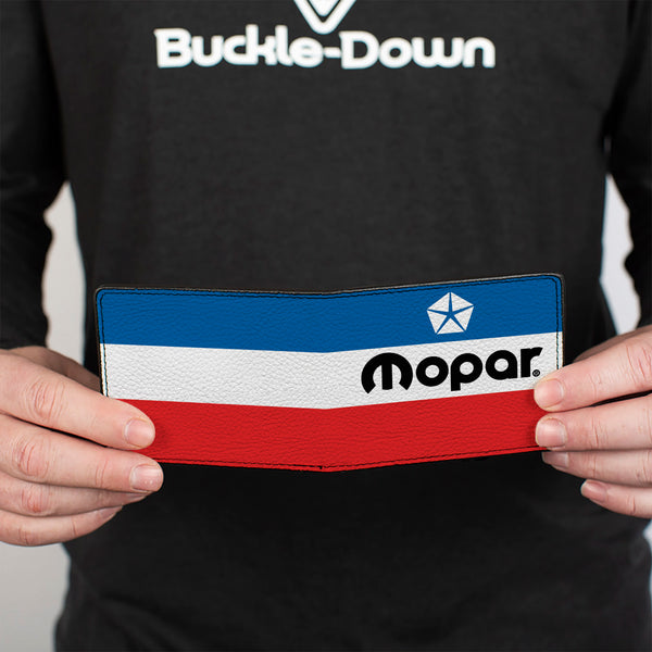Buckle Down Bi-Fold Wallet - MOPAR Chrysler Logo White Blue Red Black