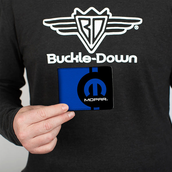 Buckle Down Bi-Fold Wallet - MOPAR Logo Stripe2 Black Blue