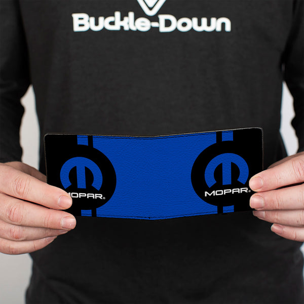 Buckle Down Bi-Fold Wallet - MOPAR Logo Stripe2 Black Blue