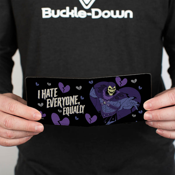 Buckle Down Bi-Fold Wallet - MOTU Skeletor I HATE EVERYONE EQUALLY Heart Pose Black/Blues