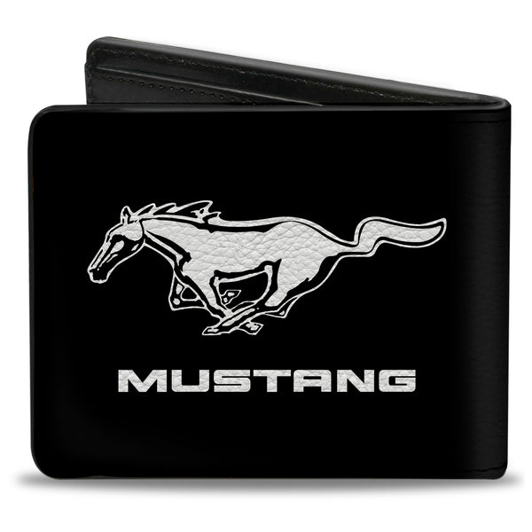 Buckle Down Bi-Fold Wallet - Mustang TEXT Black White Logo CENTERED