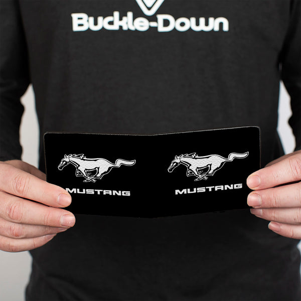 Buckle Down Bi-Fold Wallet - Mustang TEXT Black White Logo CENTERED