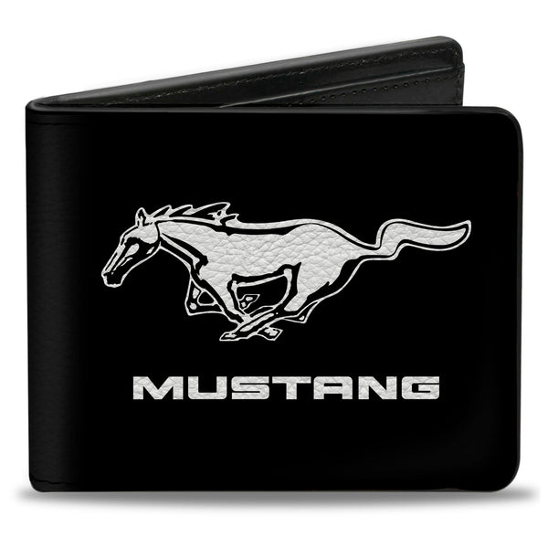 buckle down Bi-Fold Wallet - Mustang TEXT Black White Logo CENTERED